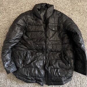 Alpine Design Black Quilted Puffer Jacket with Stand Collar